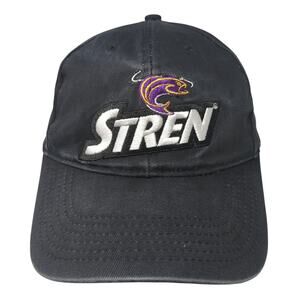 Stren Strapback Baseball Cap Black One Size Adjustable Embroidered 6 Panel